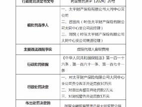 太平财险大同中心支公司被罚10万元：因虚挂代理人套取费用