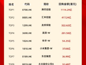 2024港股回购TOP10出炉！市场回购总额2654亿港元 腾讯荣获年度“回购王”