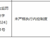 富德生命人寿大庆中心支公司因未严格执行内控制度被罚5000元