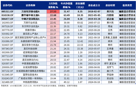 2月绩优基金|股混基金年内最高涨幅超63%